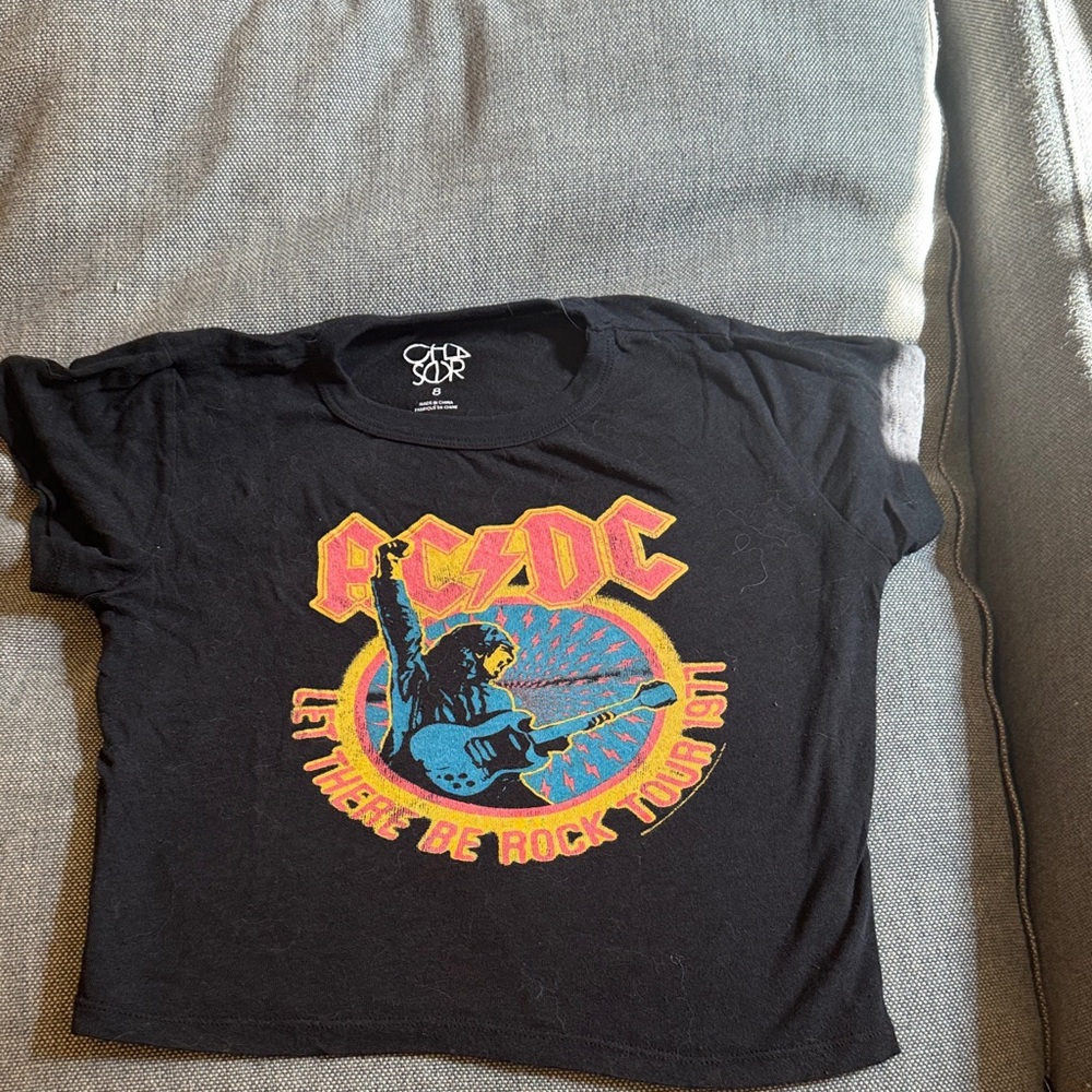 AC/DC Black Tee with Blue and Yellow Graphic